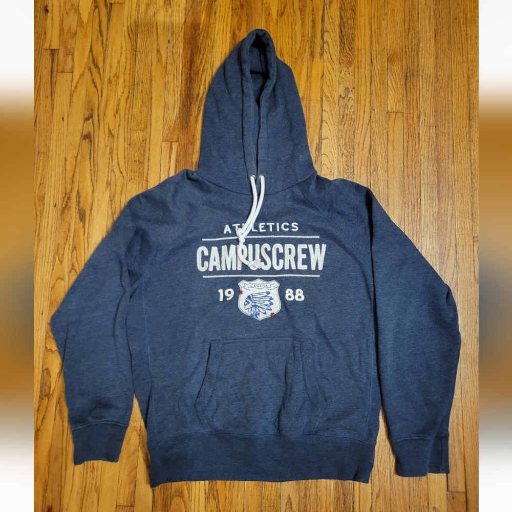 Sz L Vintage 90s 2000s Campus Crew Blue Hoodie